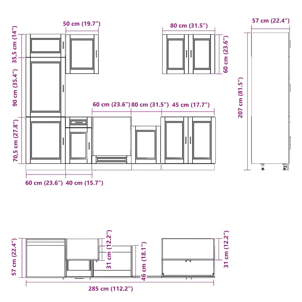 Set Mobili da Cucina 7 pz Porto Legno Vecchio in Truciolato 3314789