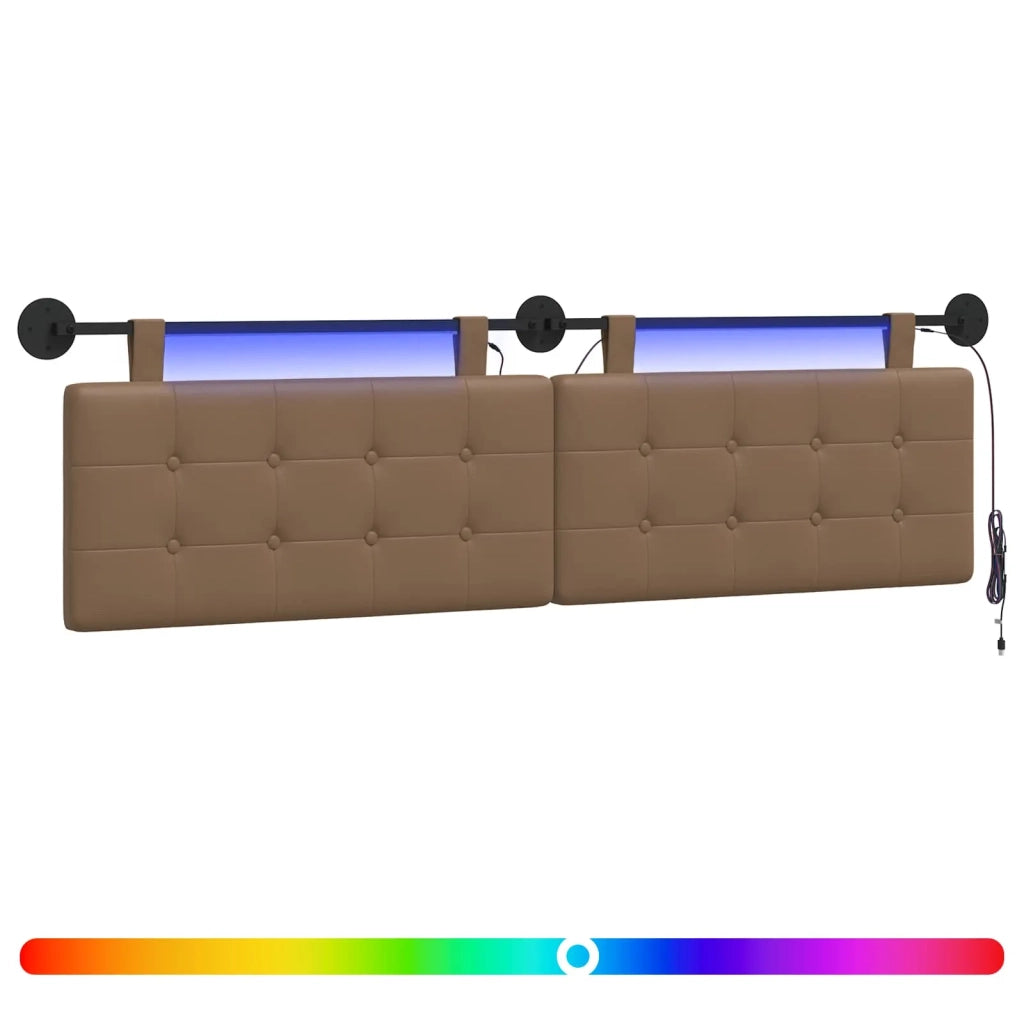 Testiera | Testata sospesa Con luce LED Cappuccino Similpelle
