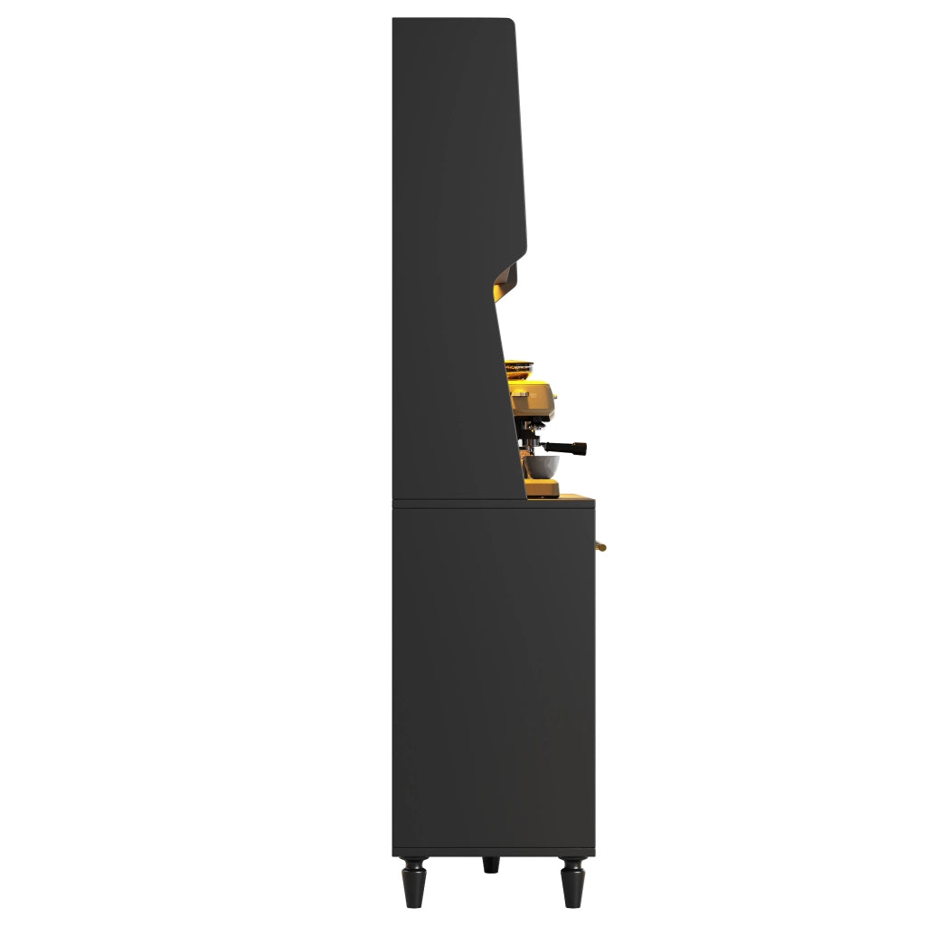 ARMADIO ALTO con LED e ante scorrevoli 120x45x195,5 cm Nero MDF