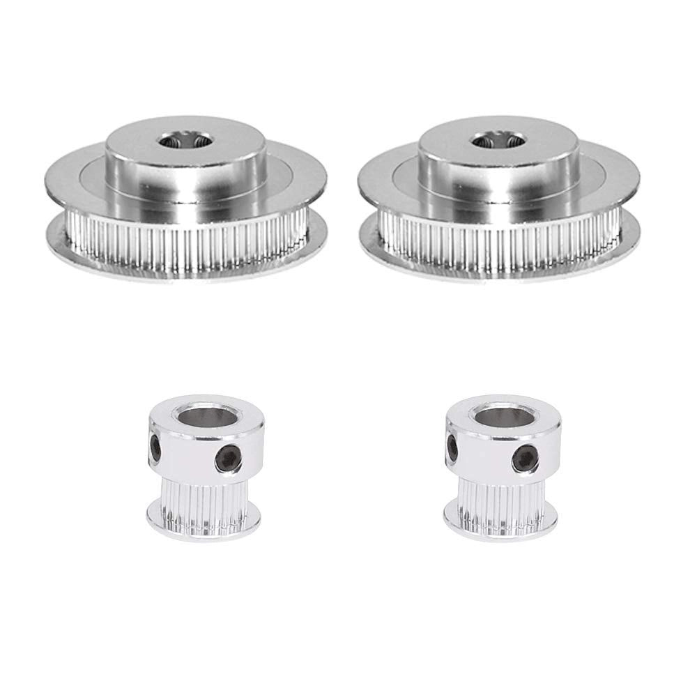 Set da 2 pezzi di pulegge sincrone GT2 20 e 60 denti, foro da 8 mm, puleggia in alluminio con 2 cinghie lunghezza 200 mm, larghezza 6 mm (20-60T-8B-6)