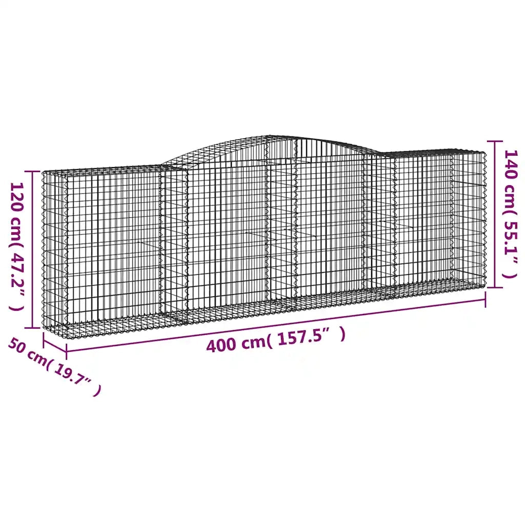 Cesti Gabbioni ad Arco 6 pz 400x50x120/140 cm Ferro Zincato 3147013