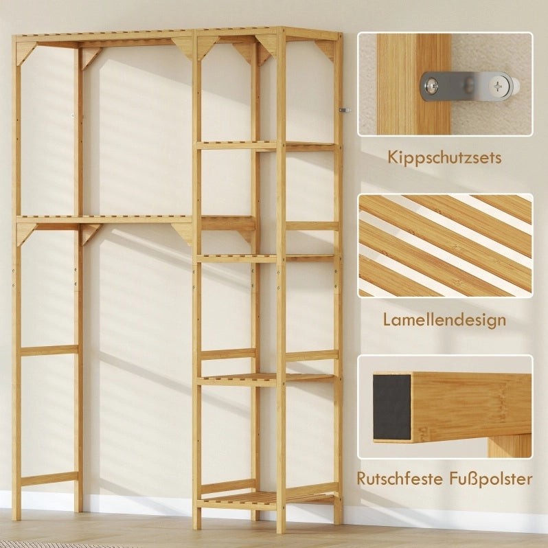 Scaffale per lavatrice in bambù con 7 ripiani regolabili, 100x40x157 cm, salvaspazio
