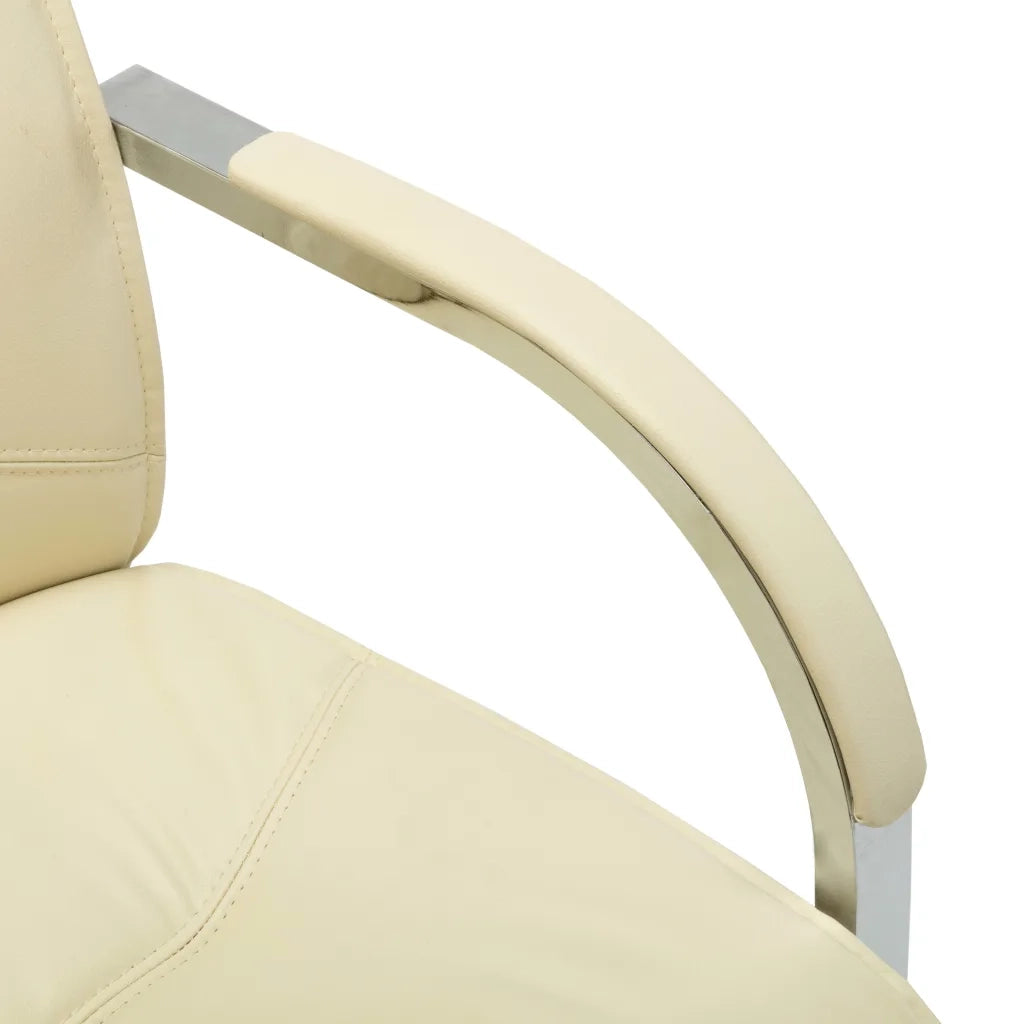 Sedia da Ufficio | Sedia da Gaming a Sbalzo Crema in Similpelle