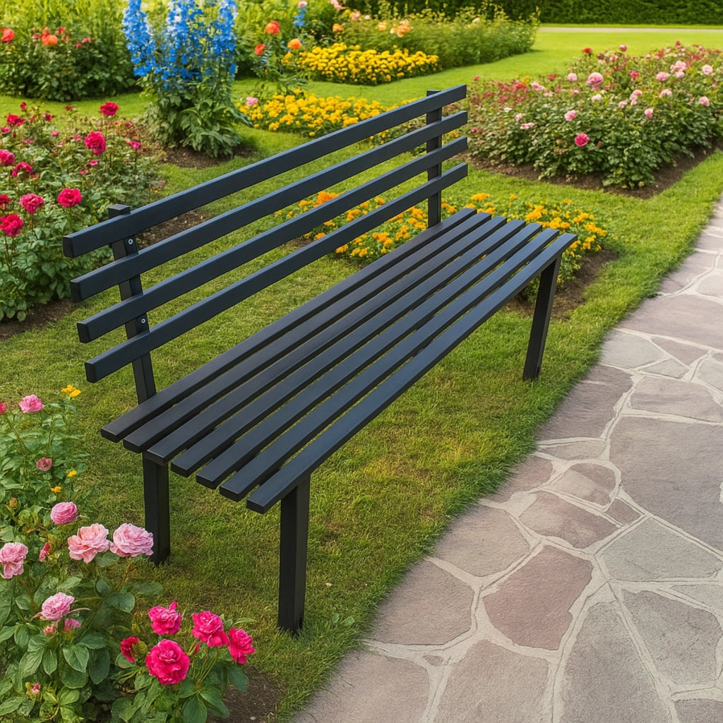 Panchina da giardino modello torino in acciaio lunghezza 160 cm