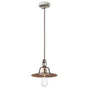 Lampadario Vintage Grunge Ferro E Ceramica Craquele&apos 1 Luce E27 25Cm