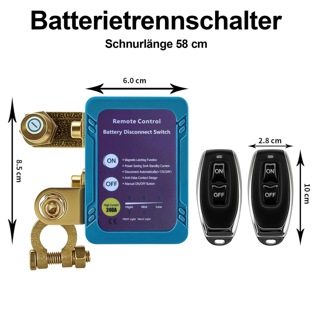 Interruttore stacca batteria auto 6-30 V con 2 telecomandi