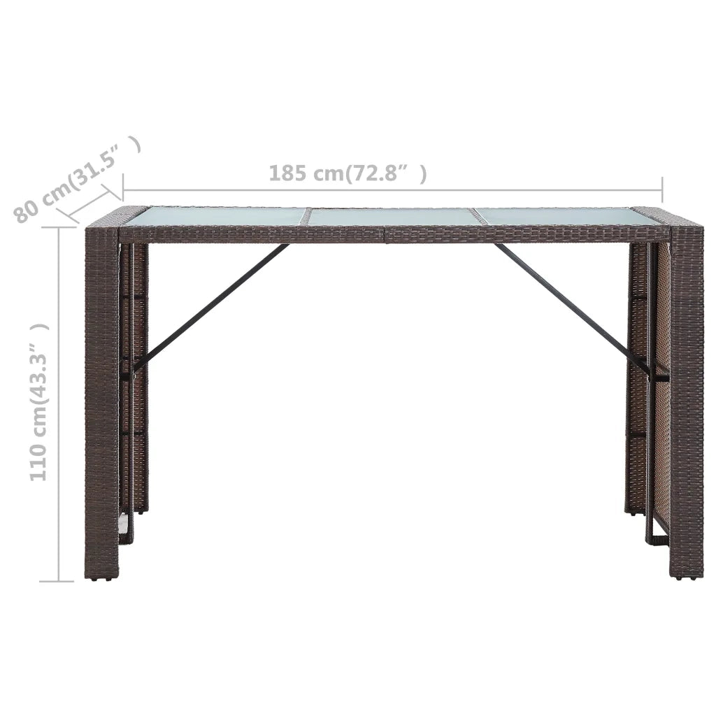 Set da Bar da Giardino 7 pz con Cuscini in Polyrattan Marrone 49559