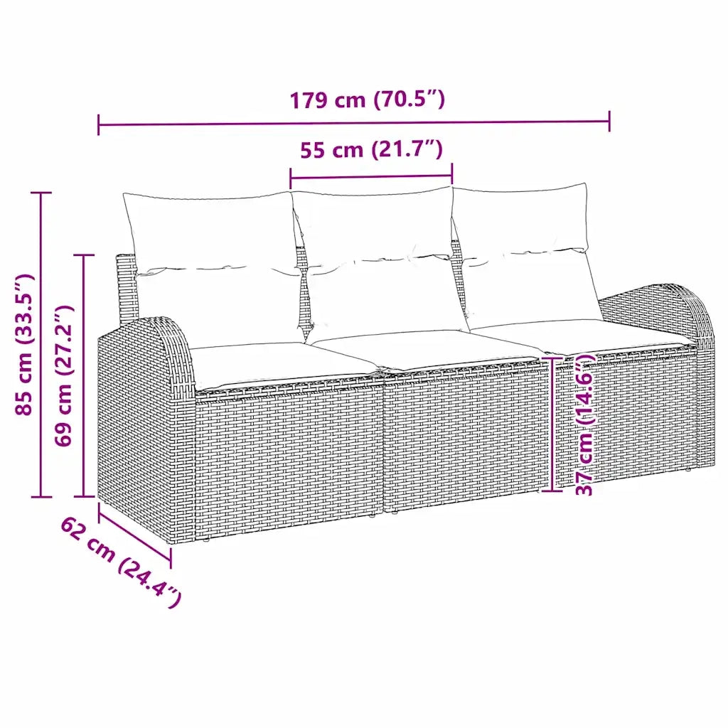 Set Divano da Giardino | Set Salotto da Giardino Marrone polyrattan