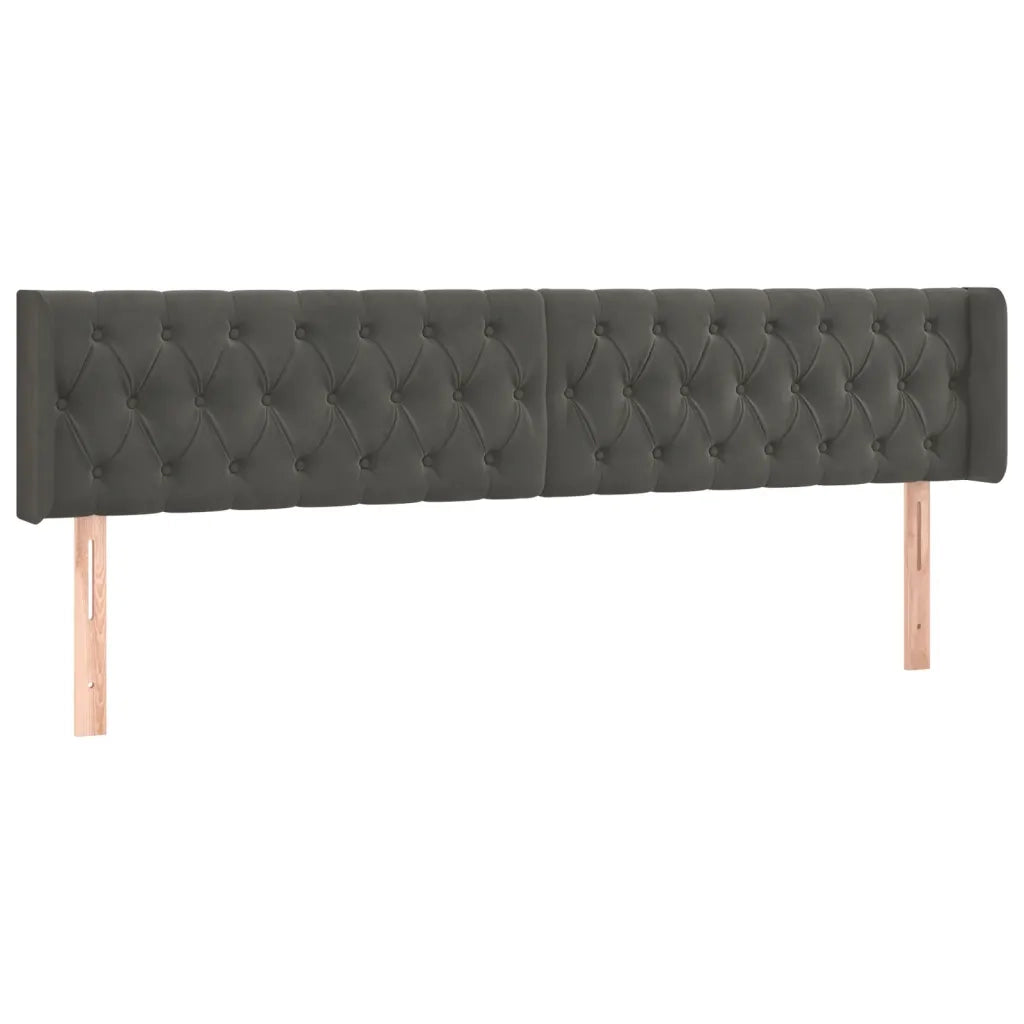 Testiera ad Orecchio-Testata con Orecchie Grigio Scuro 183x16x78/88 cm in Velluto 225313