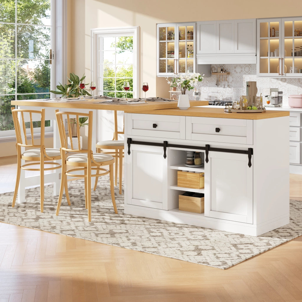 Mobile contenitore con piano girevole a 360°, ante scorrevoli e cassetti per cucina bianco 120 × 40 × 72 cm