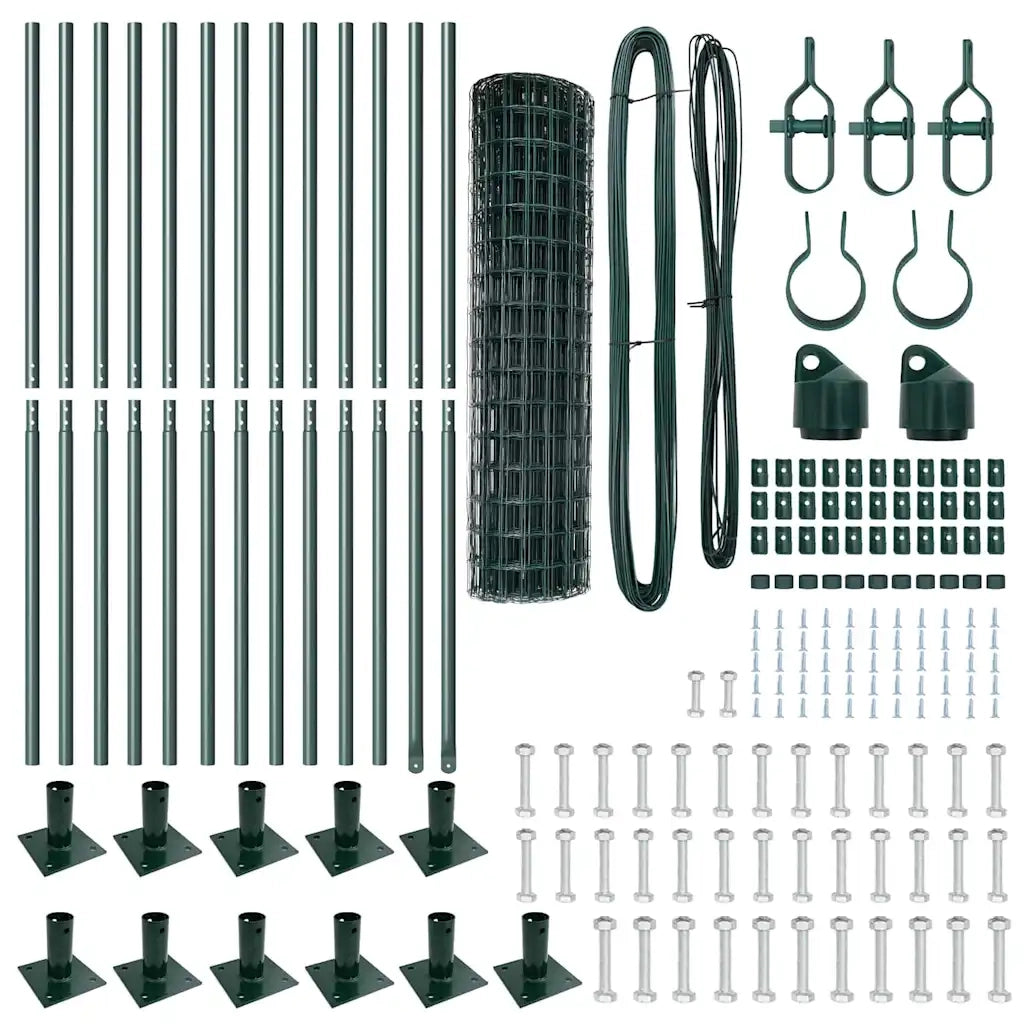 Recinzione da Giardino | Recinzione con Posto Verde 1 x 25 m Acciaio e PVC