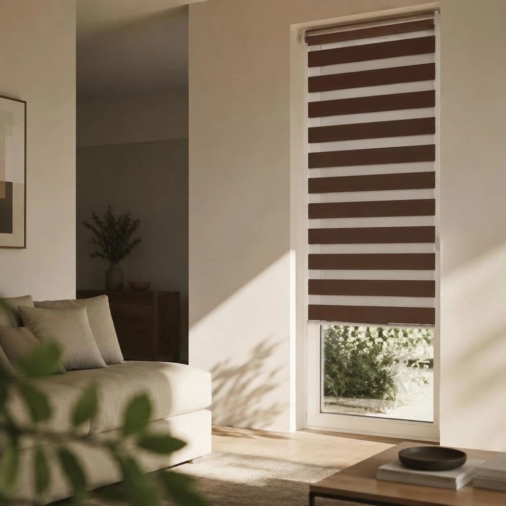 Tenda zebra marrone, 80x230 cm, larghezza tessuto 75,9 cm, poliestere – calda e resistente, ideale per camere, regalo classico