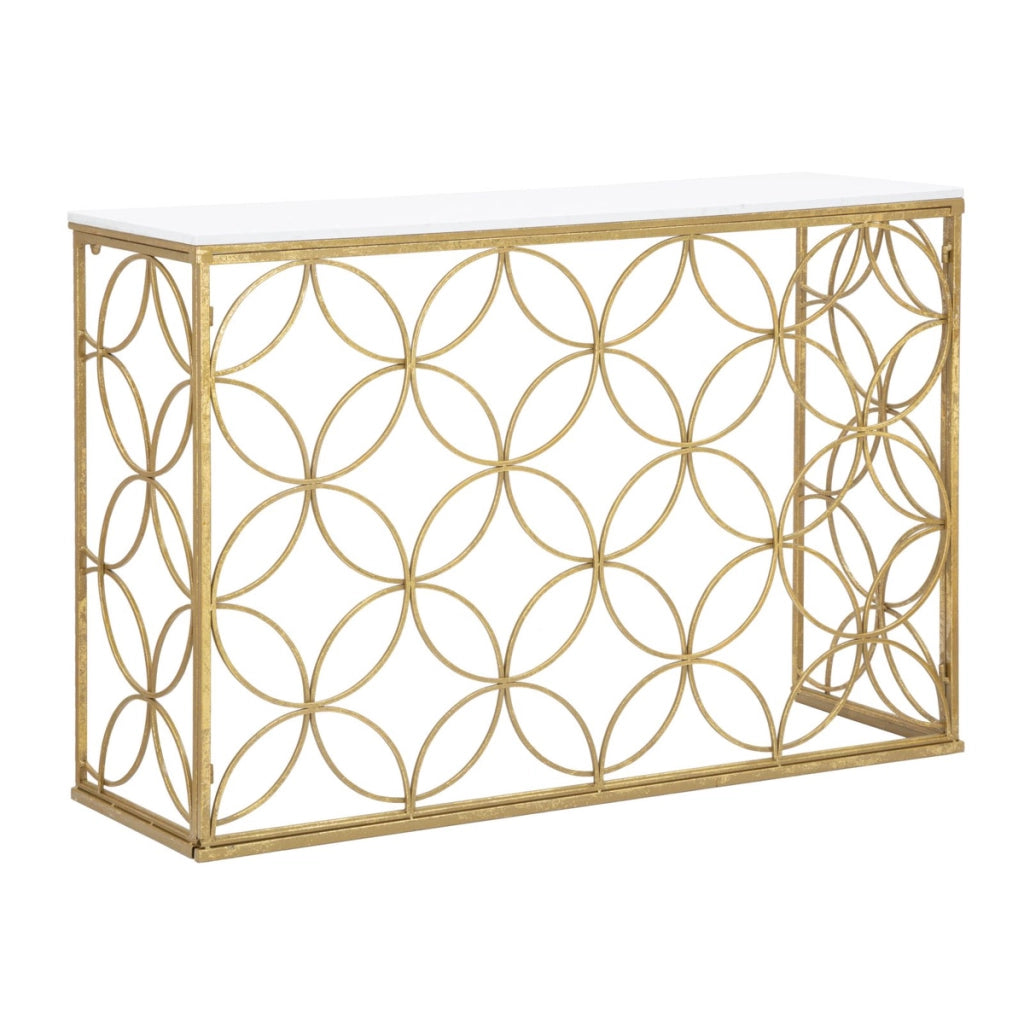 Tavolo Consolle VKH619, Oro, Marmo, 120x40x80 cm