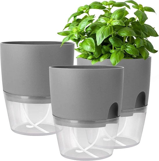 Set di erbe aromatiche autosostentabile da 3 pezzi - grigio - 18,2 x 11 x 15,3 cm