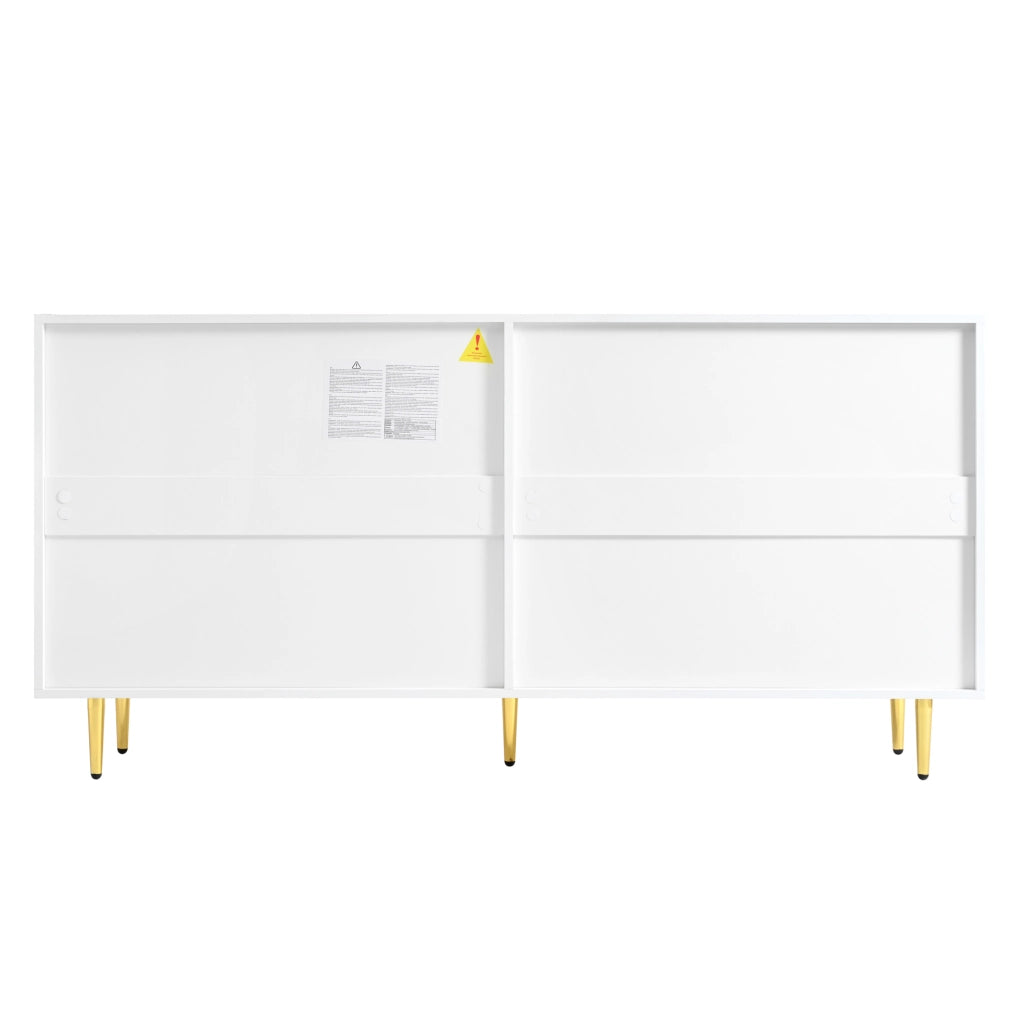 Credenza bianca con 4 ante e maniglie dorate