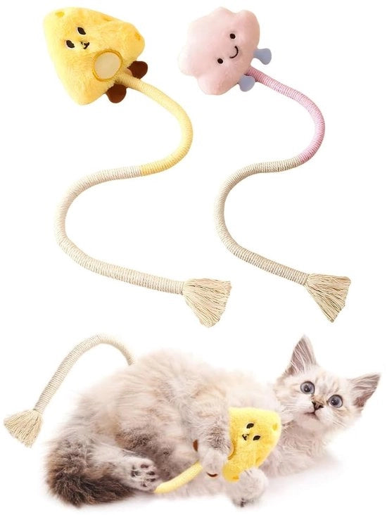 Giocattoli per Gatti - 2 Pezzi Interattivi - Toppe di Peluche con Topi - Sicuro con Borchie in Plastica - Con Erba per Gatti - Leggero