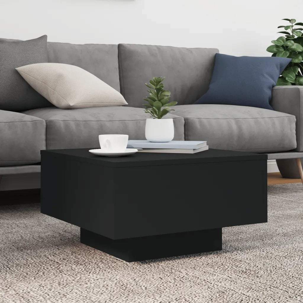 Tavolino da salotto | Tavolino da caff¨¨ | Tavolino da Soggiorno con Luci LED Nero 55x55x31 cm