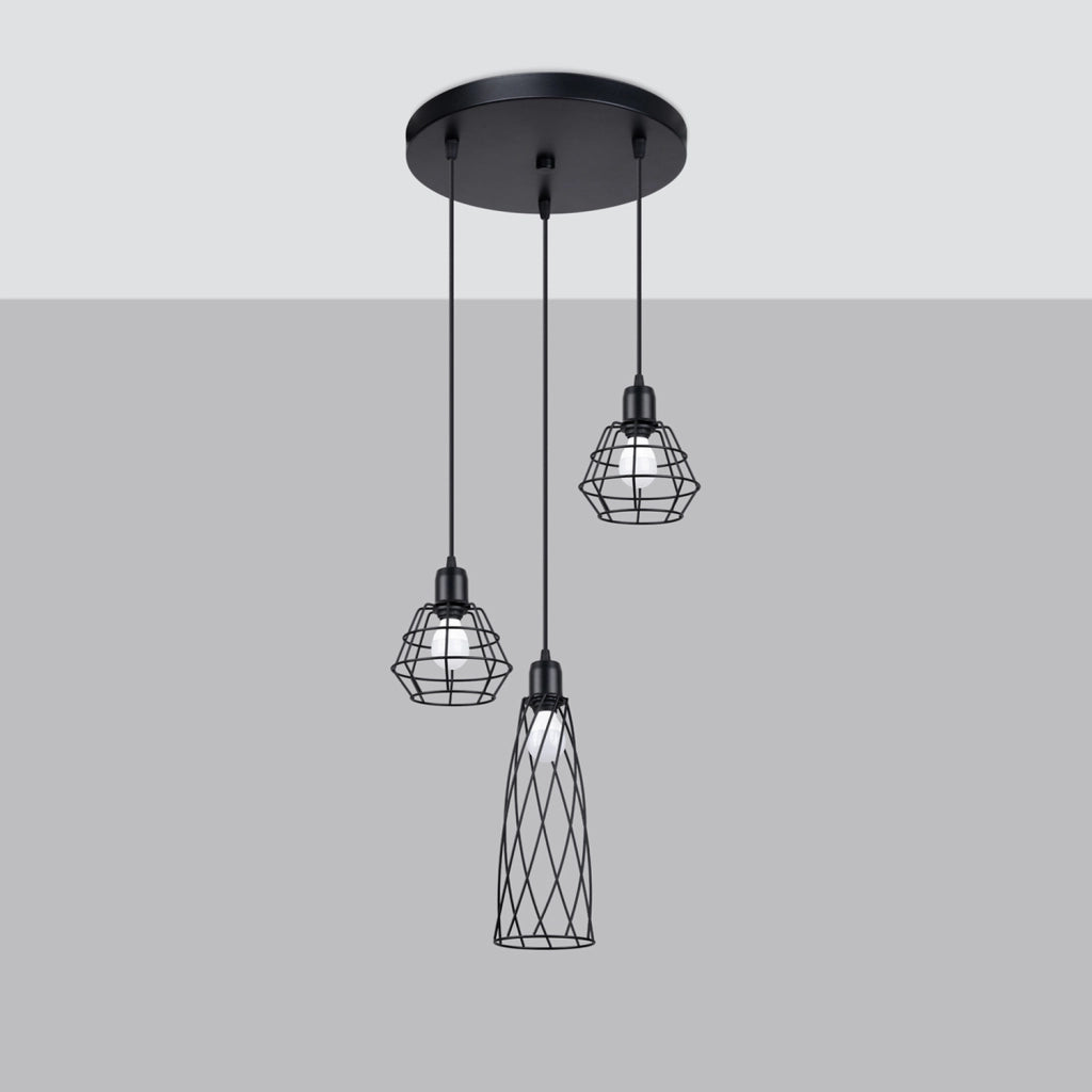 Lampada a sospensione SUBA 3P nero