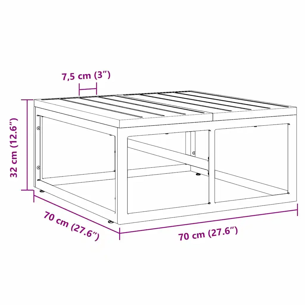 Mobili da Esterno Nero 70 x 70 x 32 cm Metallo 42008028