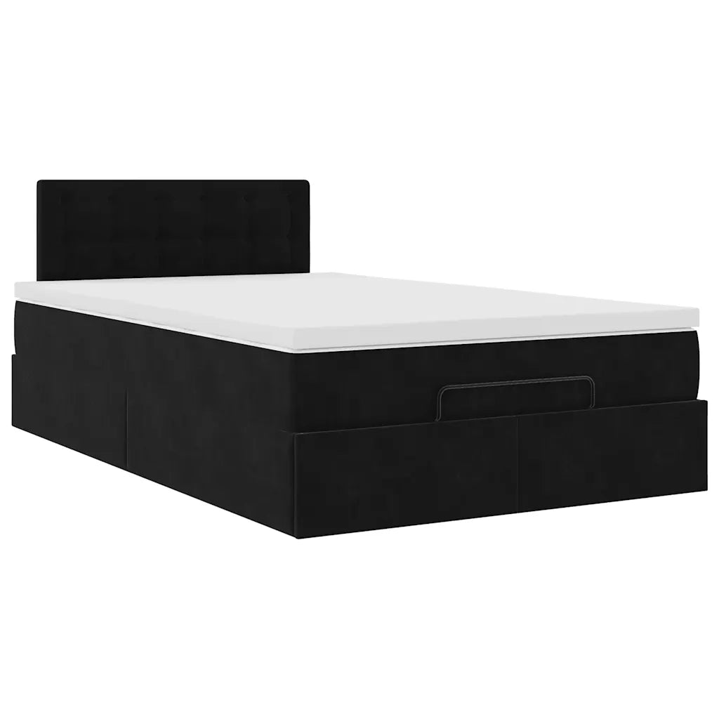 Struttura Letto Pouf con Materasso Nero 120x200 cm Velluto 3311911