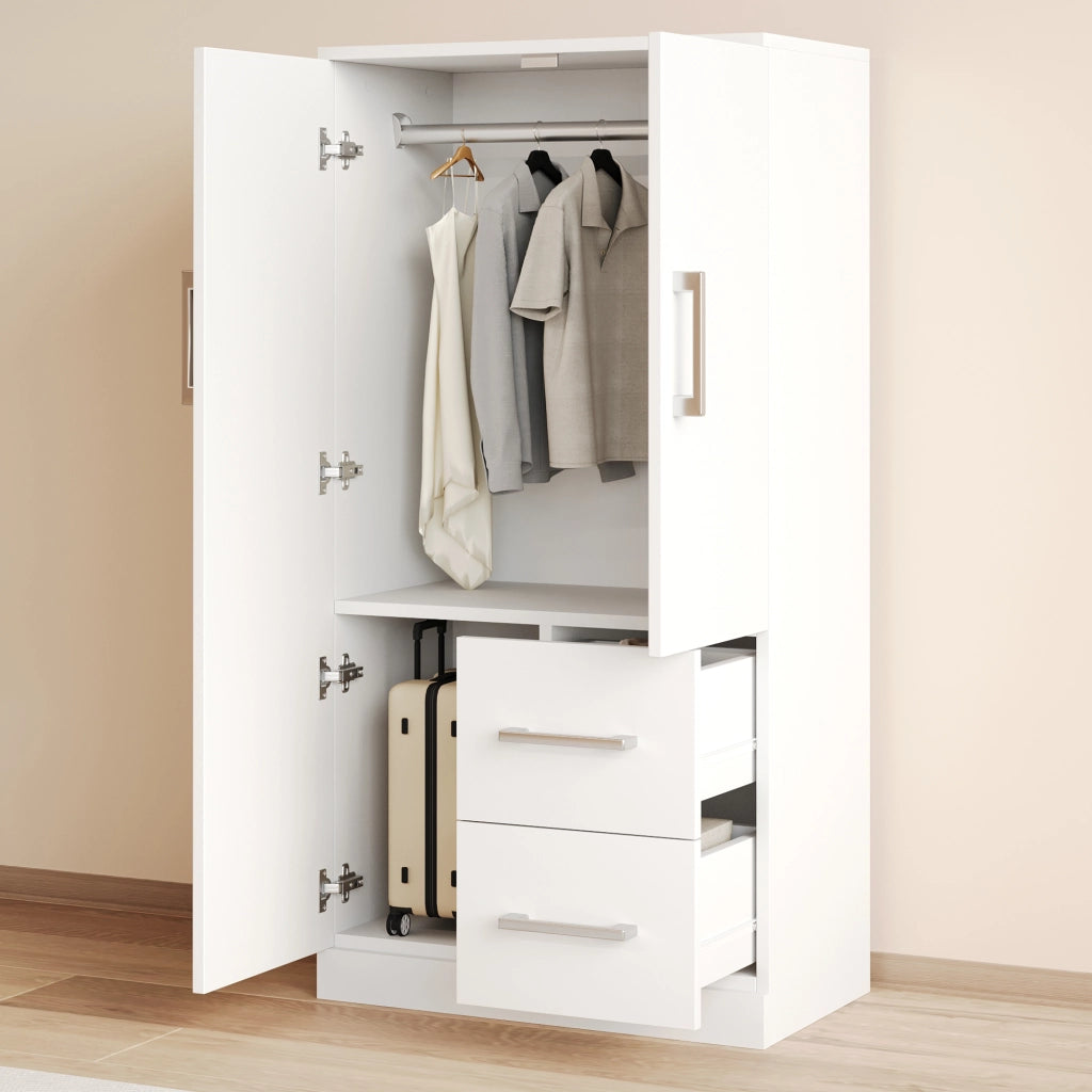 Armadio per cameretta a due ante con cassetti e vani contenitore 70 x 40 x 135 cm