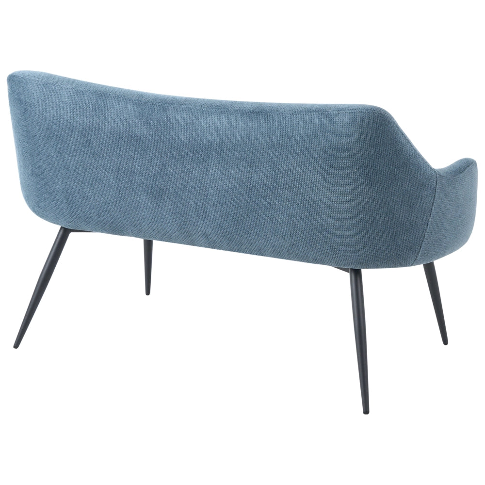 Divano da cucina Blu Tessuto poliestere Rivestimento a 2 posti Struttura in metallo Gambe nere Panca