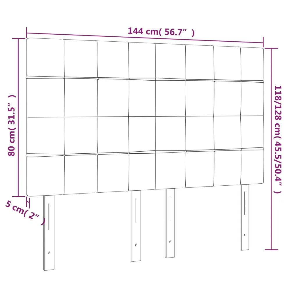 Testiera | Testata per letto Tortora 144x5x118/128 cm Tessuto