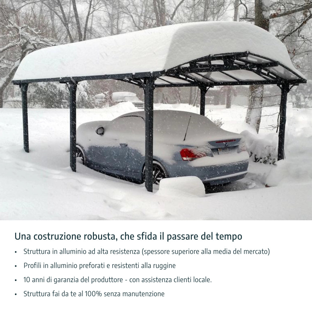 Carport Doppio Sydney in Alluminio 6X6 m Nero