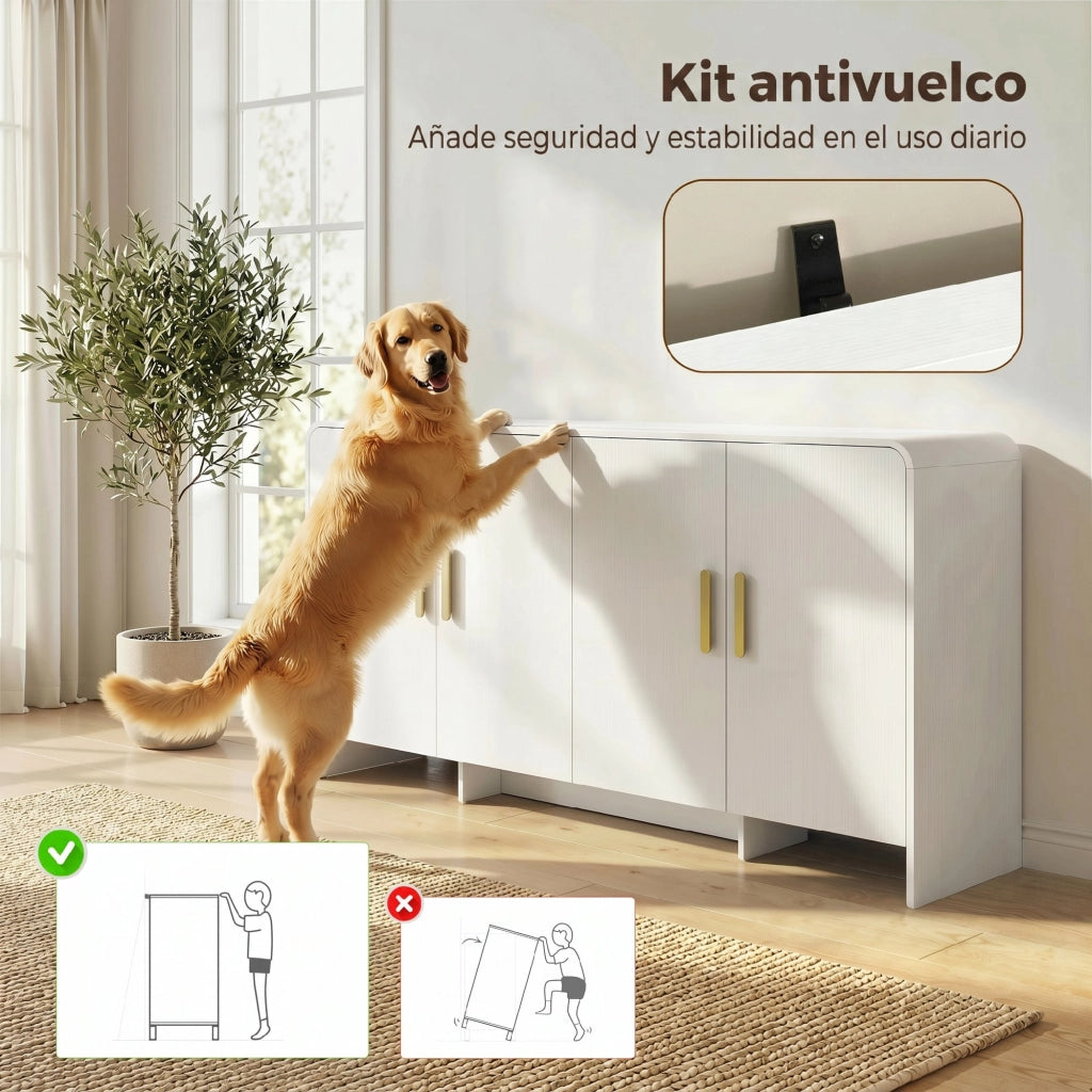 Mobile TV con ante e ripiani ¨C zephmum ¨C Bianco 152x40x80 cm