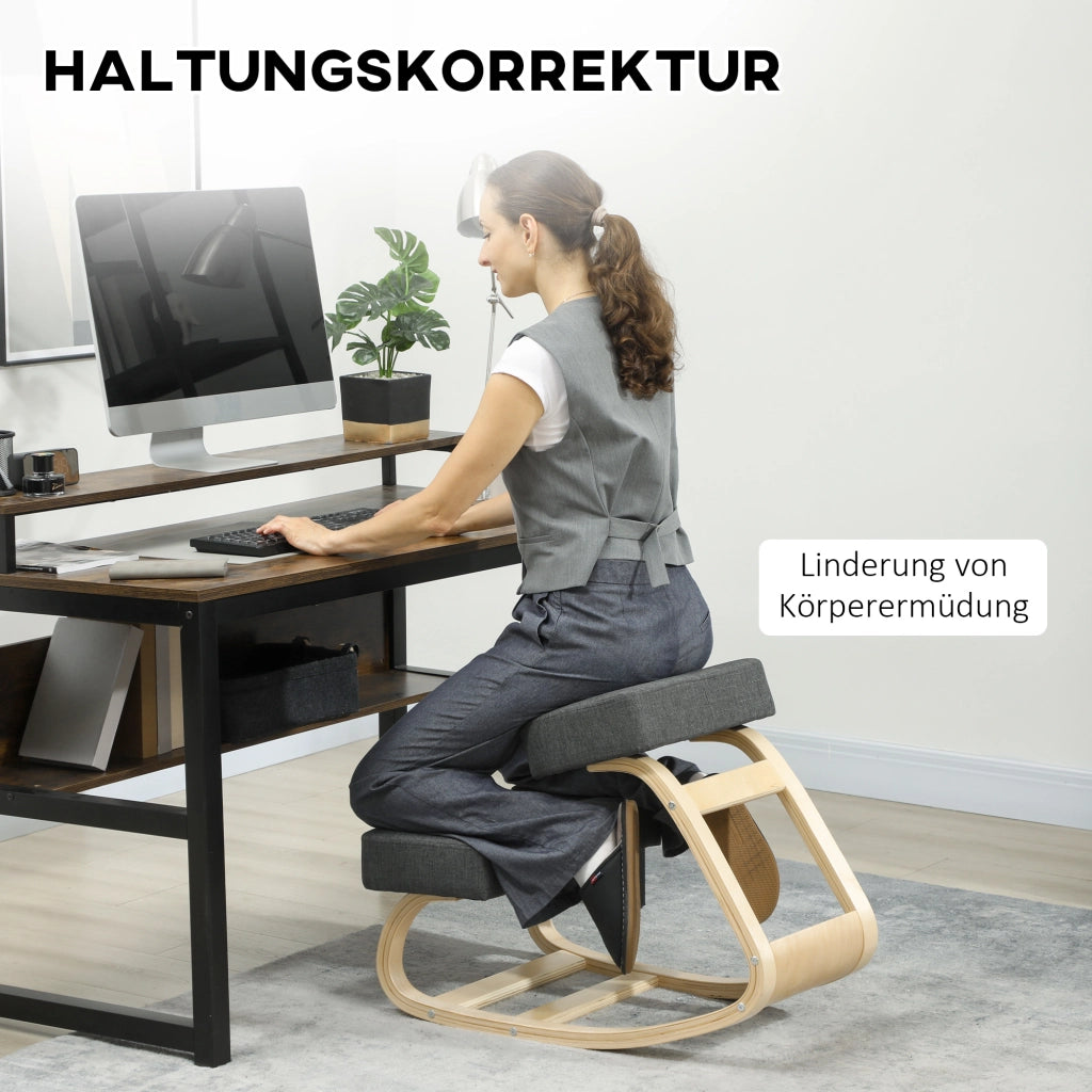 Sgabello ergonomico in legno di betulla ¨C zephmum ¨C grigio scuro