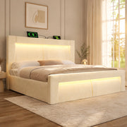 Letto matrimoniale 160x200 cm con contenitore, LED e porte USB