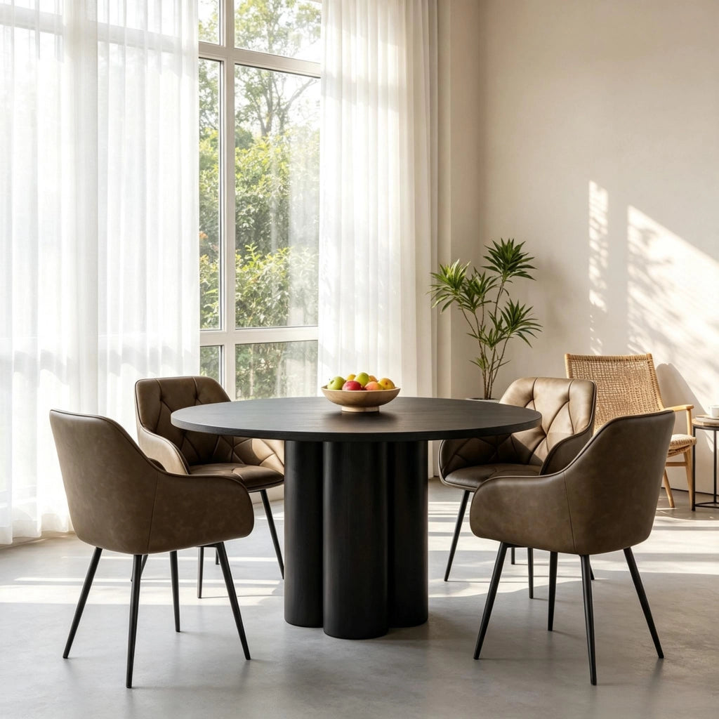 Set di 2 sedie da pranzo con braccioli in similpelle marrone scuro