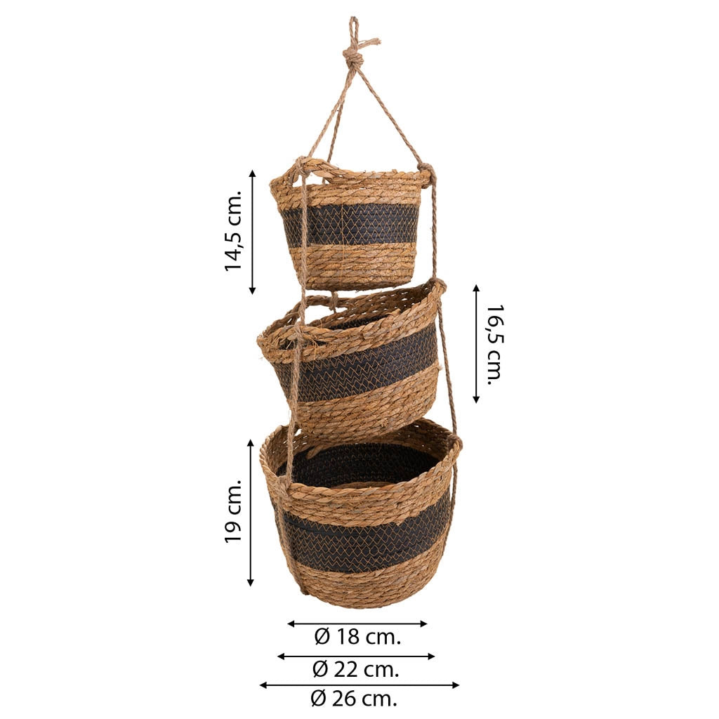 3 cestini sospesi marroni