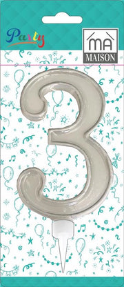 MA MAISON MAXI CANDELA NUMERO "3" ARGENTO