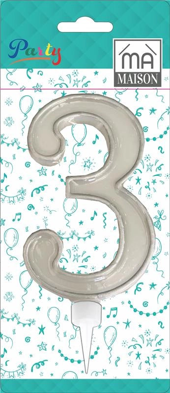 MA MAISON MAXI CANDELA NUMERO "3" ARGENTO