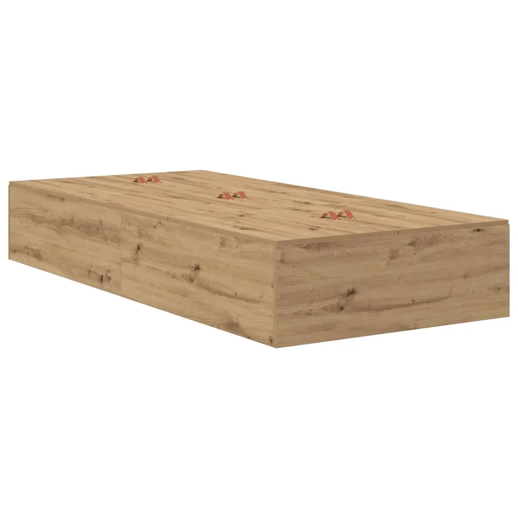 Letto singolo | Letto per adulti | Struttura letto con contenitore Rovere artigianale 100 x 200 cm