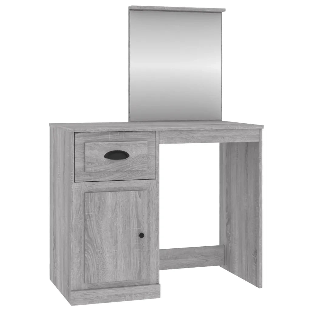Toeletta | Tavolo da Trucco Specchio Grigio Sonoma 90x50x132,5cm Legno Multistrato