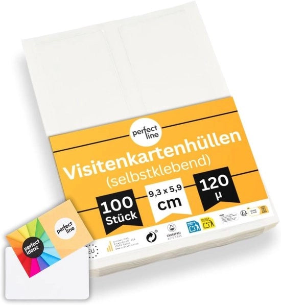 Visitekaarthoesjes autoadesivi - trasparenti - 100 pezzi - 95 x 60 mm