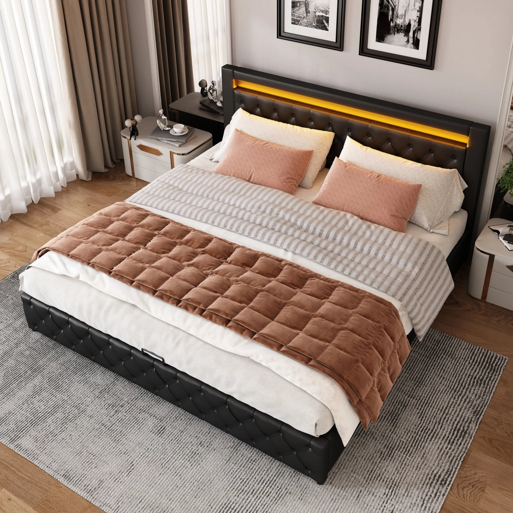 letto capitonné pu nero 140 x 190 cm