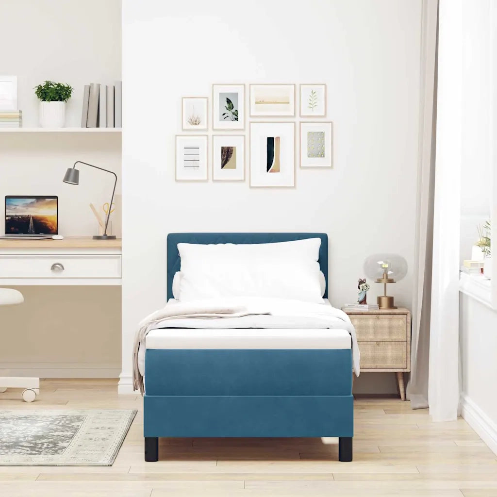 Letto a Sorgente LED con led Blu Scuro 80 x 200 cm Velluto