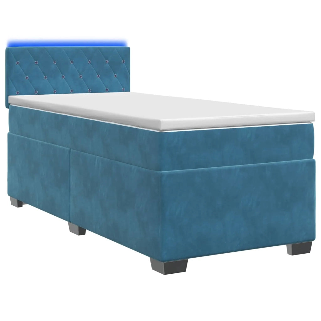 Letto con Box Spring, Materasso e LED Blu 100 x 200 cm Velluto 3452118