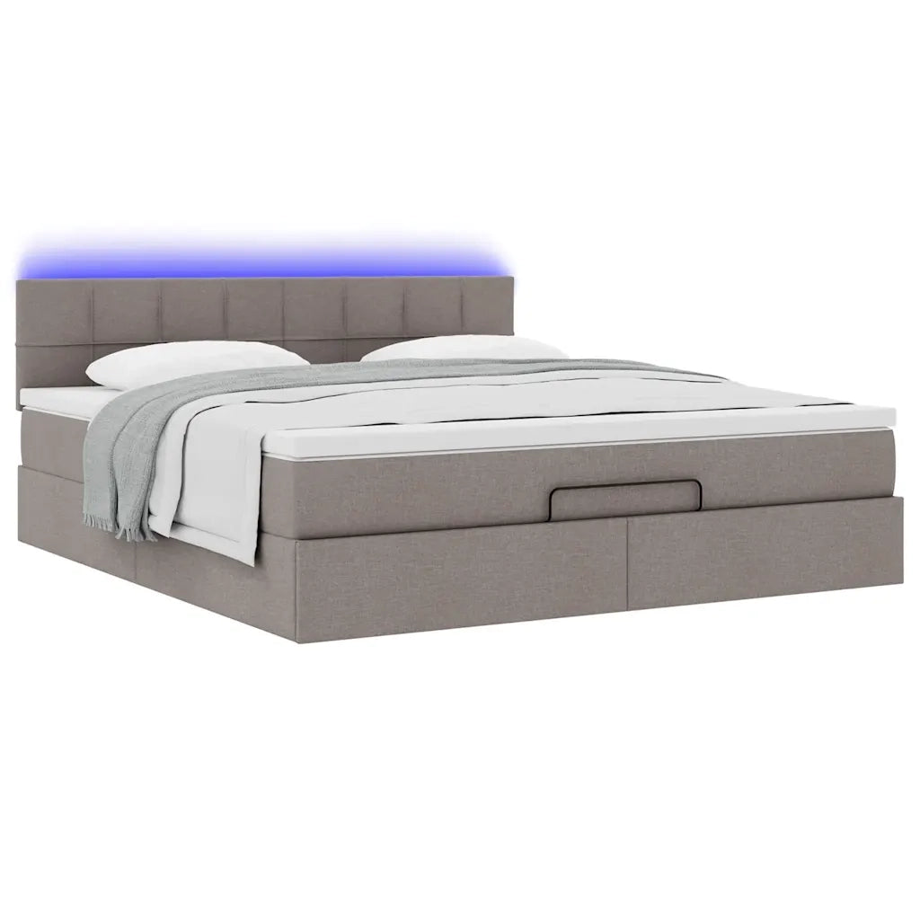 Struttura Letto Pouf con Materasso Tortora 160x200cm in Tessuto