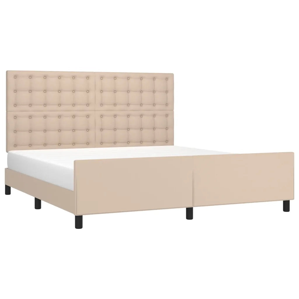 Letto matrimoniale | Letto per adulti | Giroletto con Testiera Cappuccino 160x200 cm in Similpelle