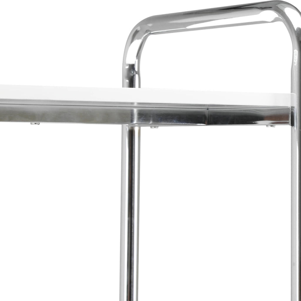 Scaffale libreria in metallo cromato ed effetto legno, 5 livelli,