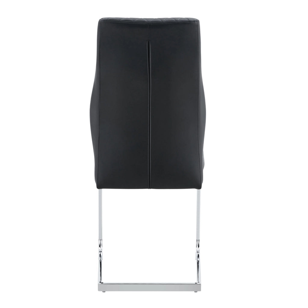 Set 2 sedie da pranzo ULEVR con schienale alto, imbottitura da 5 cm e rivestimento in similpelle nero