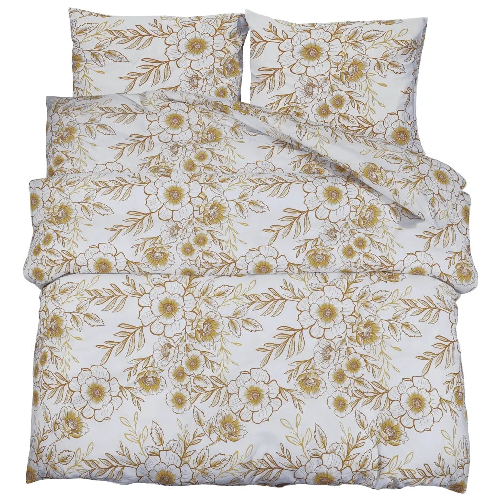 Set Copripiumino Bianco e Marrone 140x200 cm in Cotone 136405