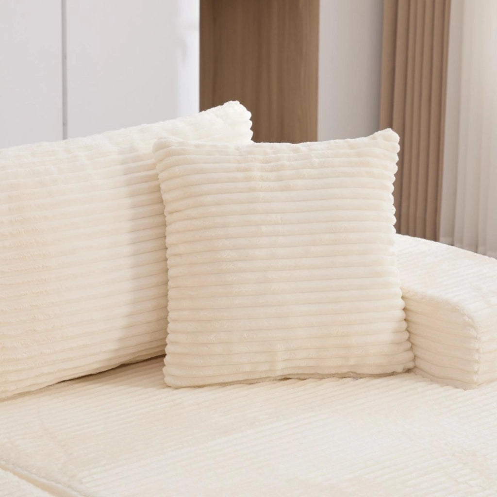 Divano modulare, divano compatto, tessuto chenille, schiuma ad alta elasticità 30D, base antiscivolo, 4 posti, bianco avorio