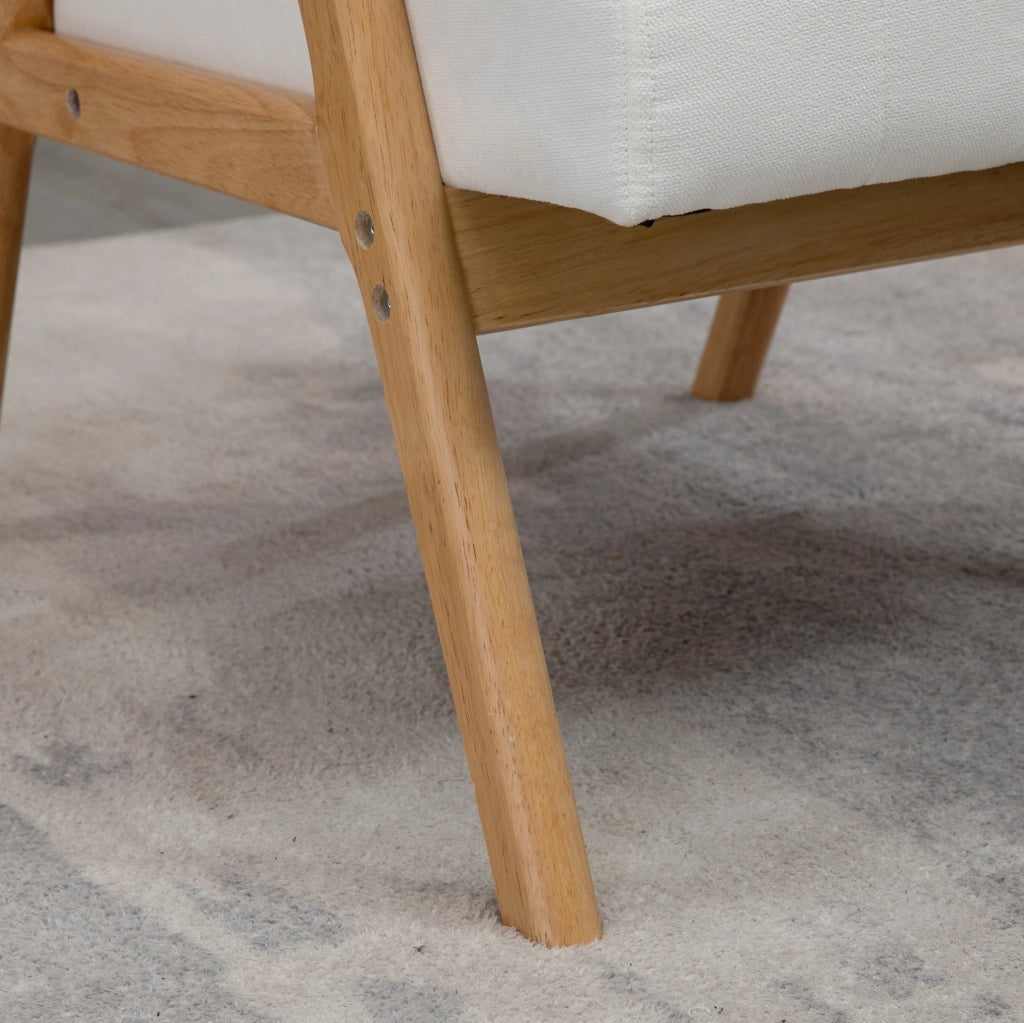 Poltrona lounge in stile scandinavo con rivestimento effetto velluto crema 68x74x82 cm