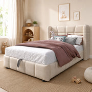 Letto imbottito con contenitore 90 x 200 cm beige