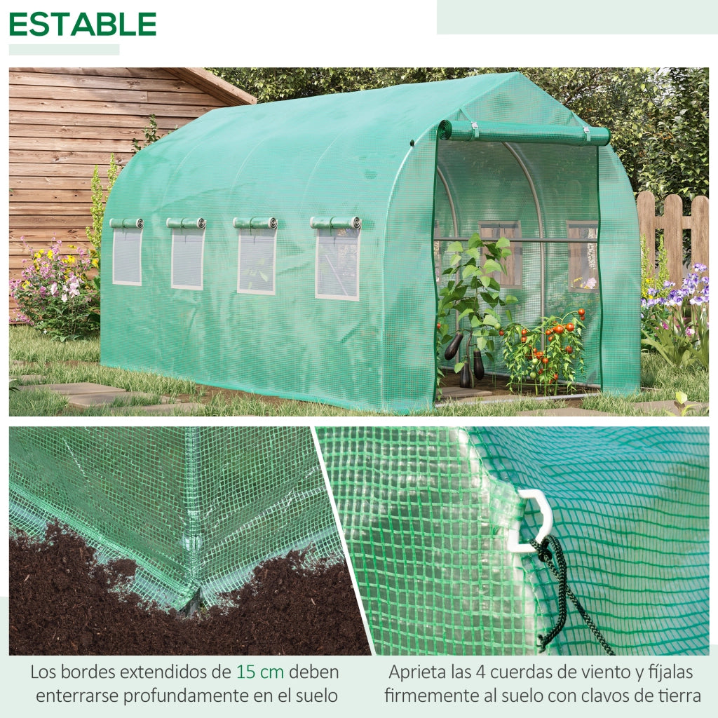 Serra Tunnel da Giardino ¨C Xylo ¨C 4x2x2m Verde con 8 Finestre in Rete